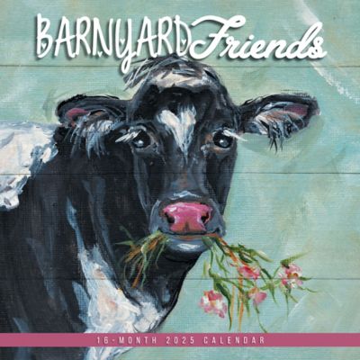 Hopper Studios Barnyard Friends 2025 12 x 24 in. Monthly Plastic-Free Square Wall Calendar Featuring the Artwork of Molly Strong