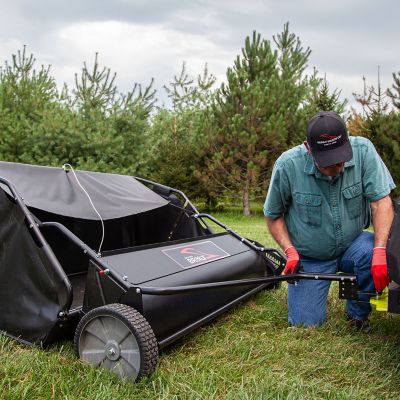 Image showing 6 th Brinly Tow-Behind 54 in. 31 cu. ft. Lawn Sweeper with Double-Helix Brushes