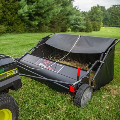 Image showing 8 th Brinly Tow-Behind 54 in. 31 cu. ft. Lawn Sweeper with Double-Helix Brushes