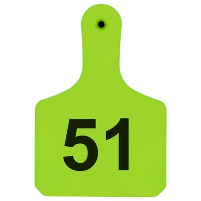 Y-TEX Numbered Calf Y-Tags, 1 pc., 051-075, Light Green, 25-Pack