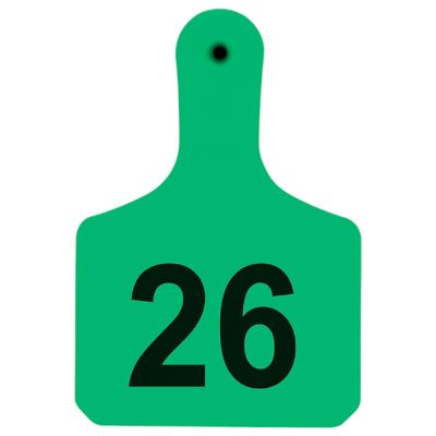 Y-TEX Numbered Calf Y-Tags, 1 pc., 026-050, Green, 25-Pack