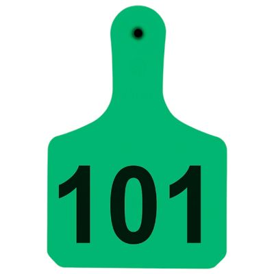 Y-TEX Numbered Calf Y-Tags, 1 pc., 101-125, Green, 25-Pack
