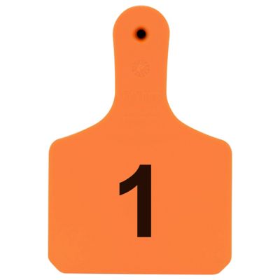 Y-TEX Numbered Calf Y-Tags, 1 pc., 001-025, Orange, 25-Pack