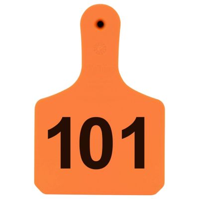 Y-TEX Numbered Calf Y-Tags, 1 pc., 101-125, Orange, 25-Pack