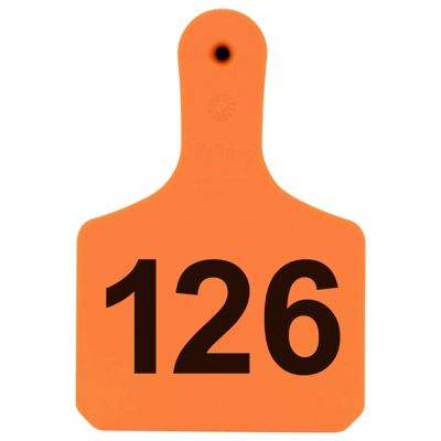 Y-TEX Numbered Calf Y-Tags, 1 pc., 126-150, Orange, 25-Pack