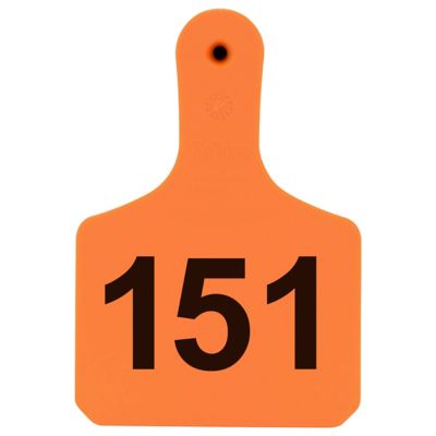 Y-TEX Numbered Calf Y-Tags, 1 pc., 151-175, Orange, 25-Pack