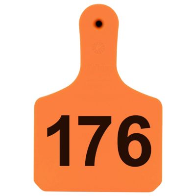 Y-TEX Numbered Calf Y-Tags, 1 pc., 176-200, Orange, 25-Pack