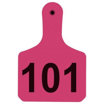 Y-TEX Numbered Calf Y-Tags, 1 pc., 101-125, Pink, 25-Pack
