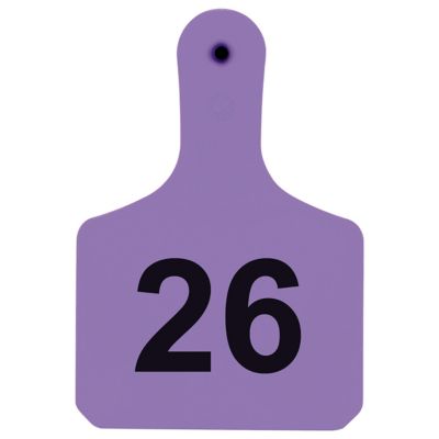 Y-TEX Numbered Calf Y-Tags, 1 pc., 026-050, Purple, 25-Pack