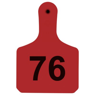 Y-TEX Numbered Calf Y-Tags, 1 pc., 076-100, Red, 25-Pack