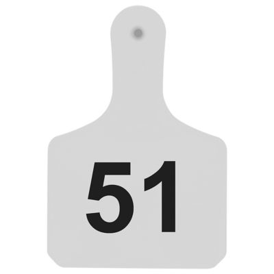 Y-TEX Numbered Calf Y-Tags, 1 pc., 051-075, White, 25-Pack
