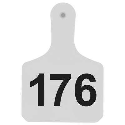 Y-TEX Numbered Calf Y-Tags, 1 pc., 176-200, White, 25-Pack