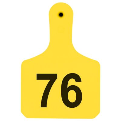 Y-TEX Numbered Calf Y-Tags, 1 pc., 076-100, Yellow, 25-Pack