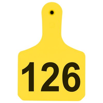 Y-TEX Numbered Calf Y-Tags, 1 pc., 126-150, Yellow, 25-Pack