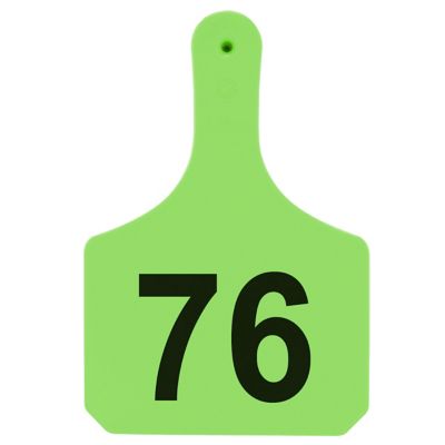 Y-TEX Numbered Cattle Y-Tags, 1 pc., 076-100, Light Green, 25-Pack