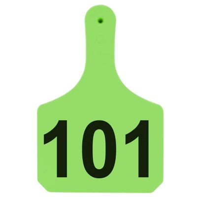 Y-TEX Numbered Cattle Y-Tags, 1 pc., 101-125, Light Green, 25-Pack