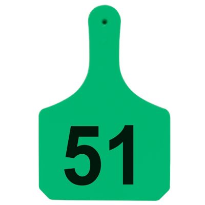Y-TEX Numbered Cattle Y-Tags, 1 pc., 051-075, Green, 25-Pack