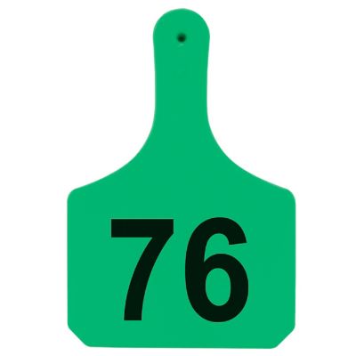 Image showing  Numbered Cattle Y-Tags, 1 pc., 076-100, Green, 25-Pack