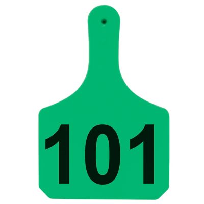 Y-TEX Numbered Cattle Y-Tags, 1 pc., 101-125, Green, 25-Pack