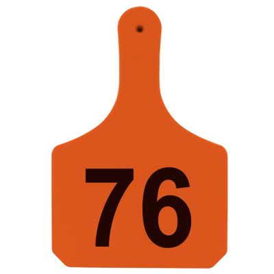 Y-TEX Numbered Cattle Y-Tags, 1 pc., 076-100, Orange, 25-Pack