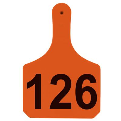 Y-TEX Numbered Cattle Y-Tags, 1 pc., 126-150, Orange, 25-Pack