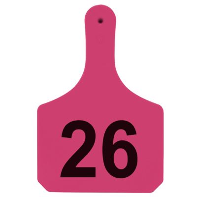 Y-TEX Numbered Cattle Y-Tags, 1 pc., 026-050, Pink, 25-Pack