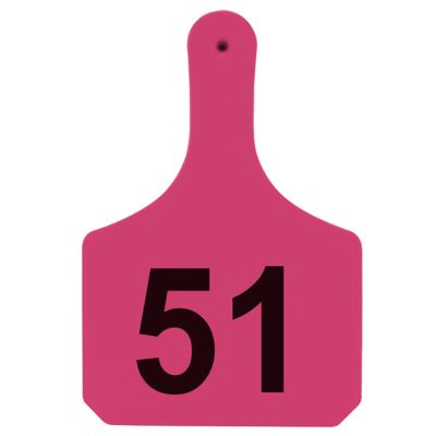 Y-TEX Numbered Cattle Y-Tags, 1 pc., 051-075, Pink, 25-Pack