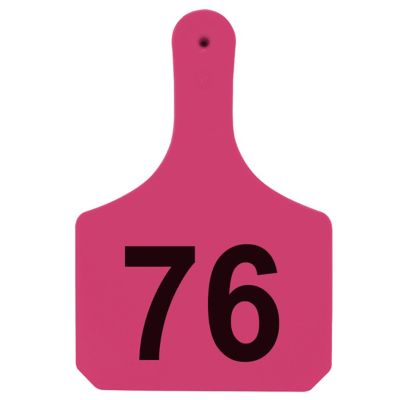 Y-TEX Numbered Cattle Y-Tags, 1 pc., 076-100, Pink, 25-Pack