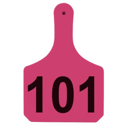 Y-TEX Numbered Cattle Y-Tags, 1 pc., 101-125, Pink, 25-Pack