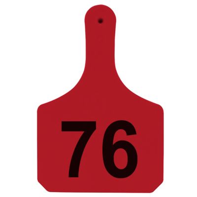Y-TEX Numbered Cattle Y-Tags, 1 pc., 076-100, Red, 25-Pack