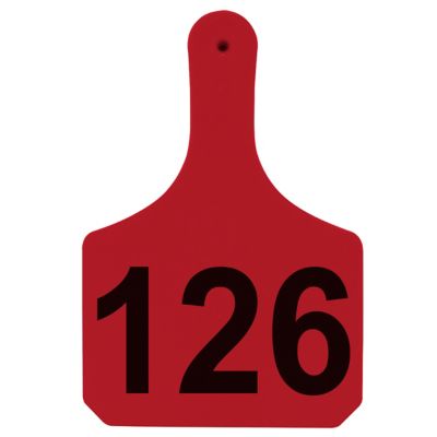 Y-TEX Numbered Cattle Y-Tags, 1 pc., 126-150, Red, 25-Pack