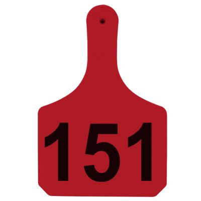 Y-TEX Numbered Cattle Y-Tags, 1 pc., 151-175, Red, 25-Pack
