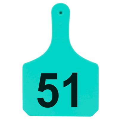 Y-TEX Numbered Cattle Y-Tags, 1 pc., 051-075, Turquoise, 25-Pack