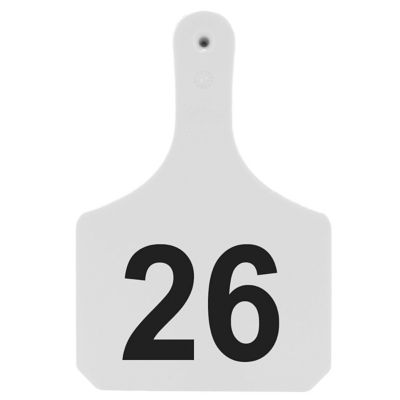 Y-TEX Numbered Cattle Y-Tags, 1 pc., 026-050, White, 25-Pack