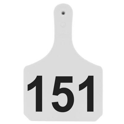 Y-TEX Numbered Cattle Y-Tags, 1 pc., 151-175, White, 25-Pack