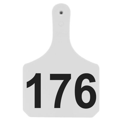 Y-TEX Numbered Cattle Y-Tags, 1 pc., 176-200, White, 25-Pack