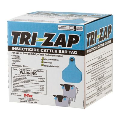 Y-TEX Blank Tri-Zap Insecticide Cattle Ear Tag Ranch Pack, 2 pc., Green, 100-Pack