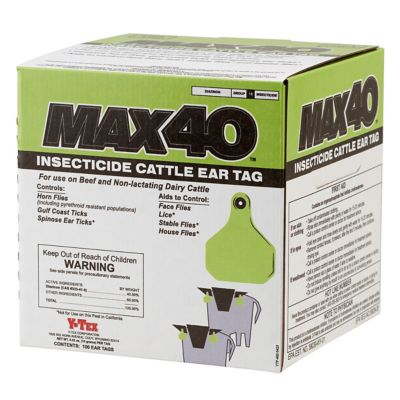 Y-TEX Blank Max40 Insecticide Cattle Ear Tag Ranch Pack, 2 pc., Green, 100-Pack