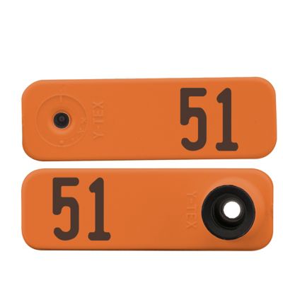 Y-TEX Numbered Sheep Tags, 2 pc., 051-075, Orange, 25-Pack