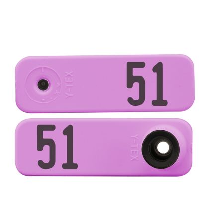 Y-TEX Numbered Sheep Tags, 2 pc., 051-075, Purple, 25-Pack