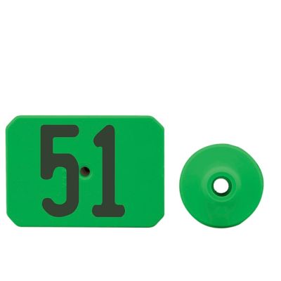 Y-TEX Numbered Swine Max Tags, 2 pc., 051-075, Green, 25-Pack