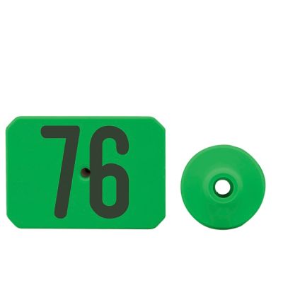 Y-TEX Numbered Swine Max Tags, 2 pc., 076-100, Green, 25-Pack