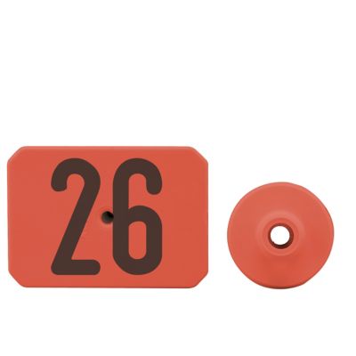 Y-TEX Numbered Swine Max Tags, 2 pc., 026-050, Red, 25-Pack