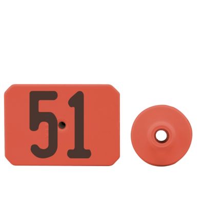 Y-TEX Numbered Swine Max Tags, 2 pc., 051-075, Red, 25-Pack