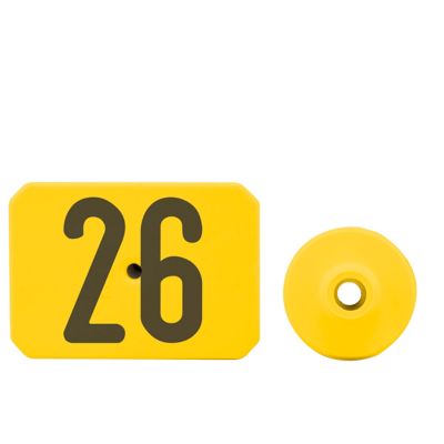 Y-TEX Numbered Swine Max Tags, 2 pc., 026-050, Yellow, 25-Pack