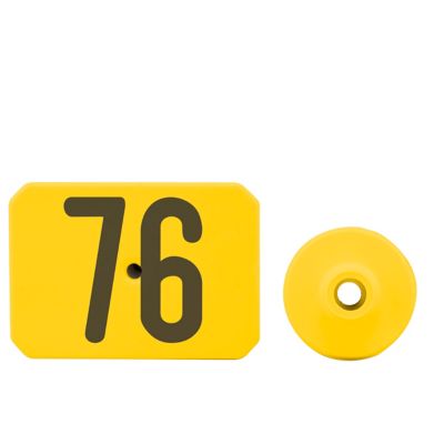 Y-TEX Numbered Swine Max Tags, 2 pc., 076-100, Yellow, 25-Pack