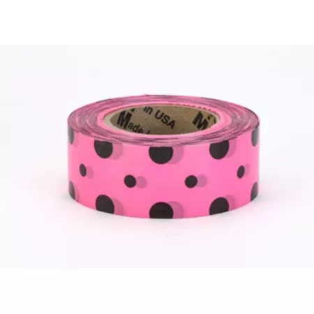 Mutual Industries Ultra Standard Dot Tape Pink/Black Dot 12 Pack Flagging Tape