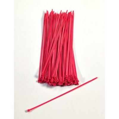 Mutual Industries 7 in. Locking Ties, Neon Red (100 Pack)