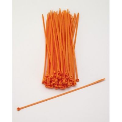 Mutual Industries 7 in. Locking Ties, Neon Orange (100 Pack)