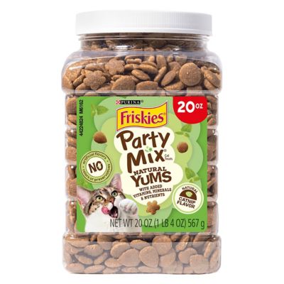 Friskies Purina Party Mix Natural Yums Catnip Flavor Crunchy Cat Treats, Made in USA Facilities, 20 oz.